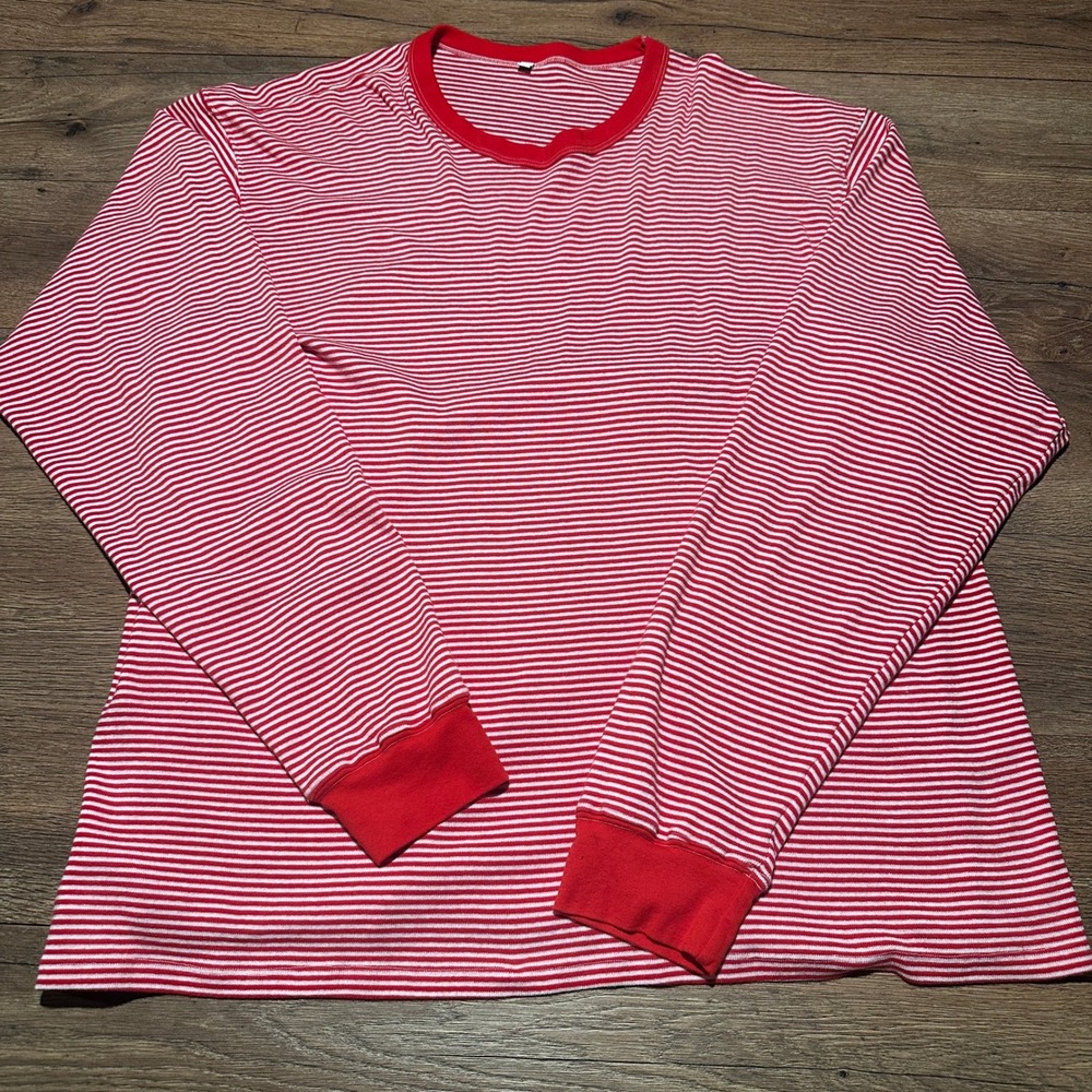 Big Bud Press Red White Striped Burly Long Sleeve Shirt Unisex 2XL - Picture 2 of 6